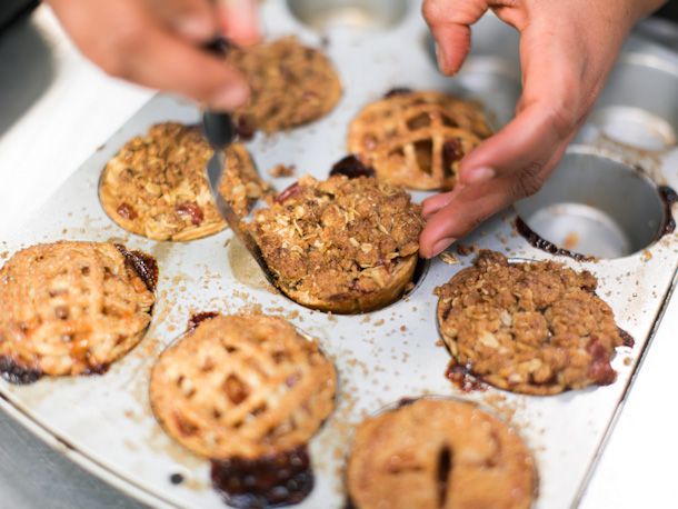 Pear Cranberry Crumble Mini Pies Recipe Image