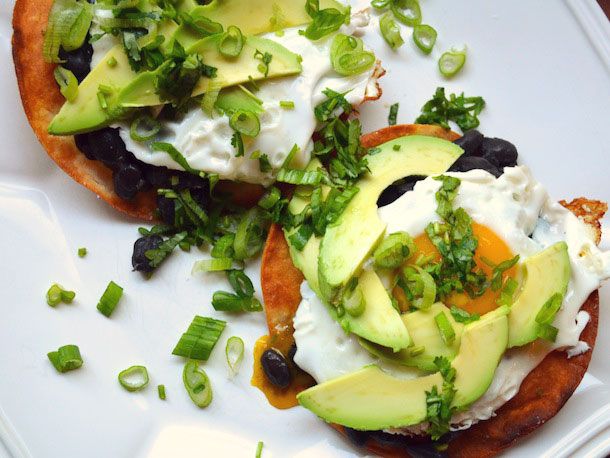Black Bean, Avocado, and Egg Tostadas Recipe Image