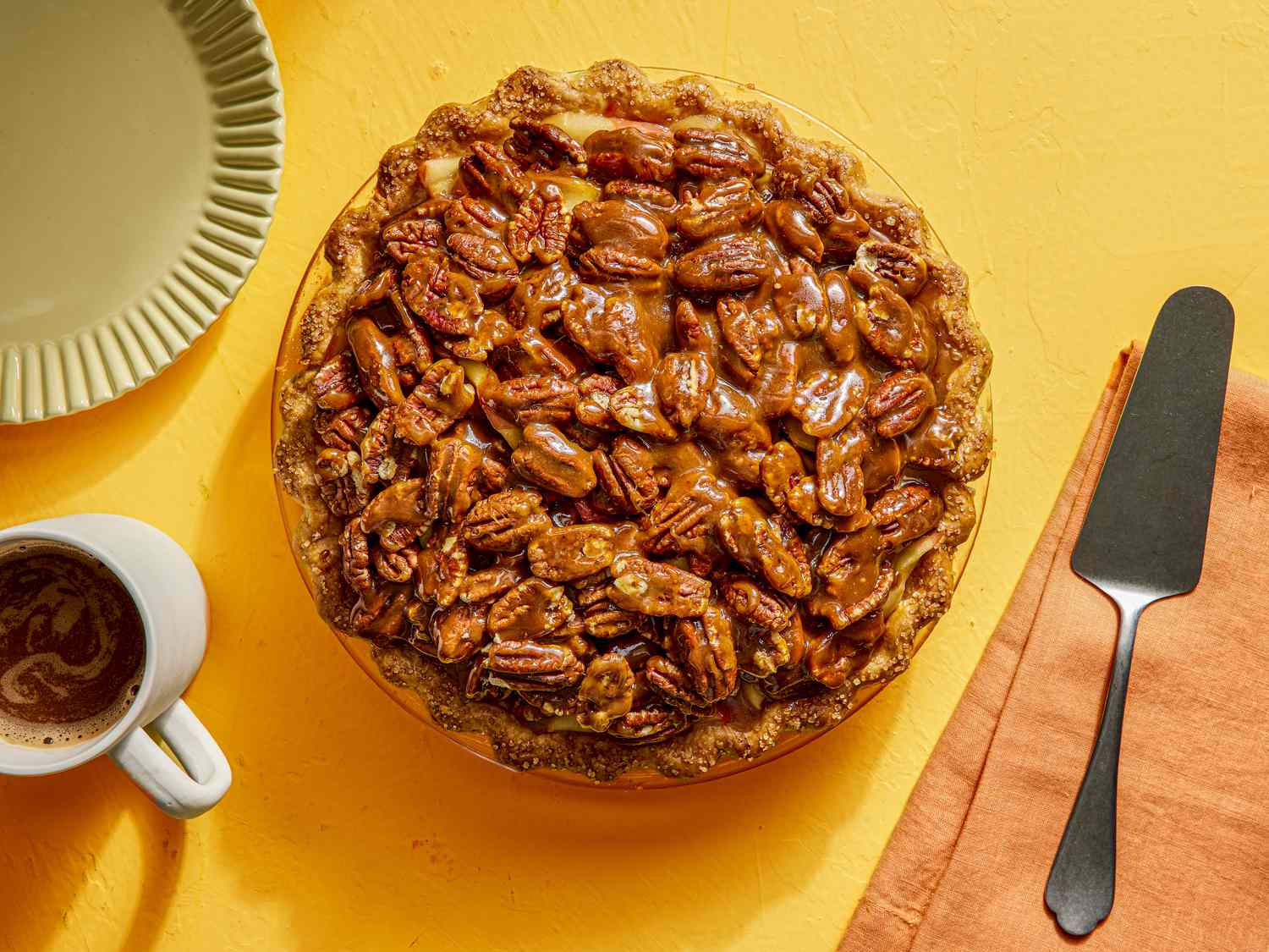 Apple-Pecan Bourbon-Caramel Pie Recipe Image
