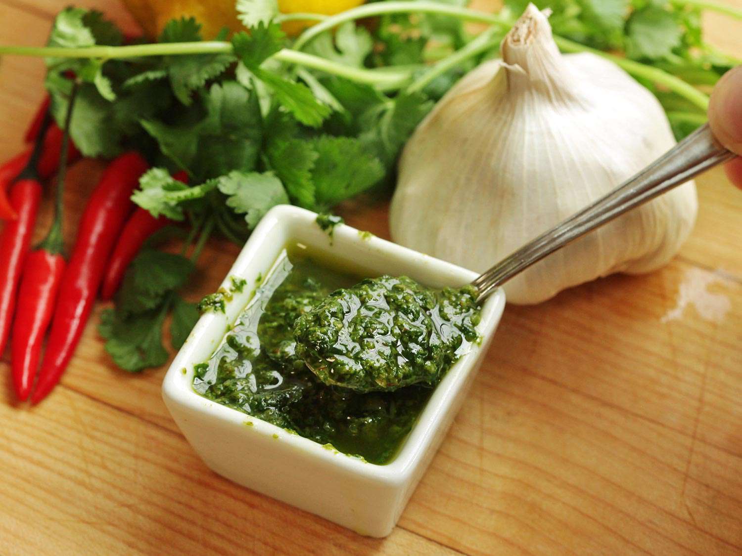 Zhug (Yemenite Hot Sauce With Cilantro and Parsley) Recipe Image