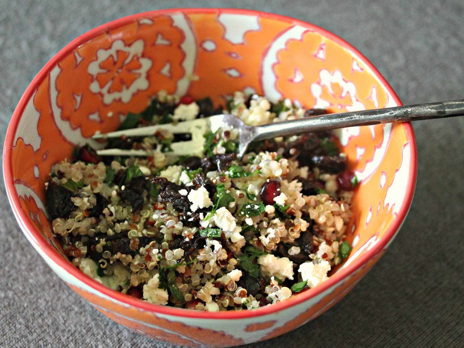 Quinoa Salad With Dried Tart Cherries, Mint, and Feta in Lemon-Sumac Vinaigrette Recipe Image