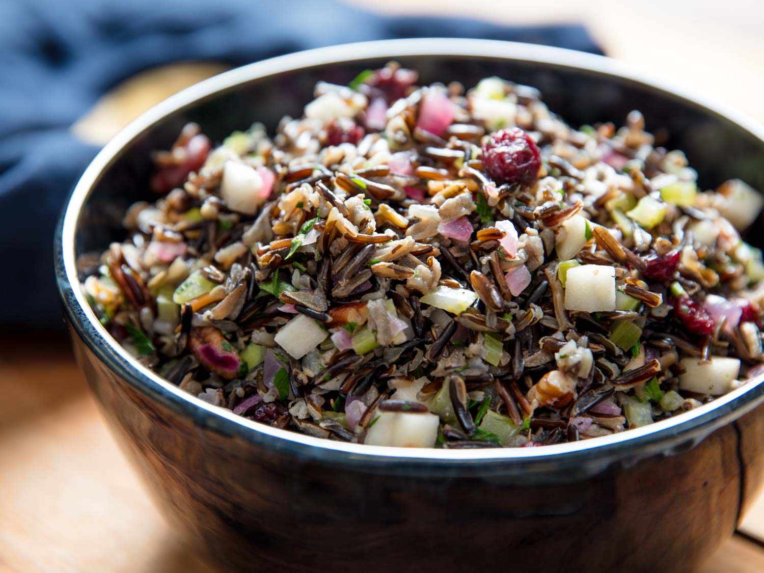 Wild Rice Salad With Dried Cranberries, Pickled Apples, and Pecans Recipe Image