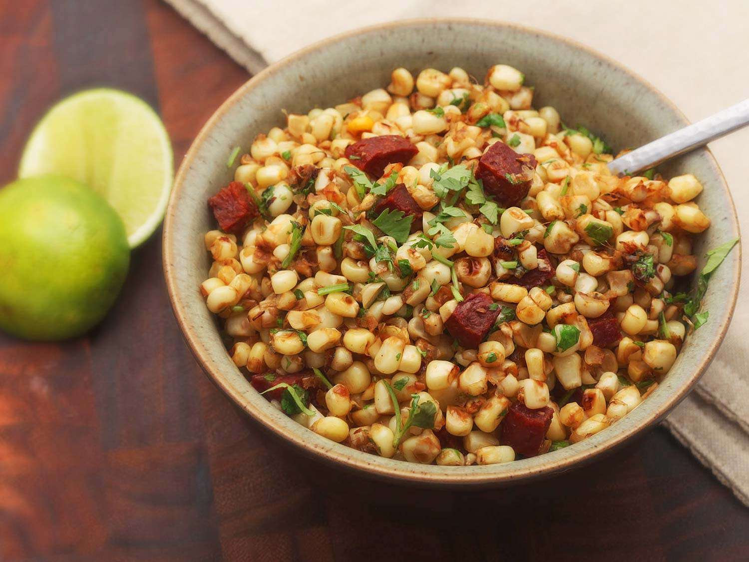 Sautéed Corn With Chorizo, Cilantro, and Lime Juice Recipe Image