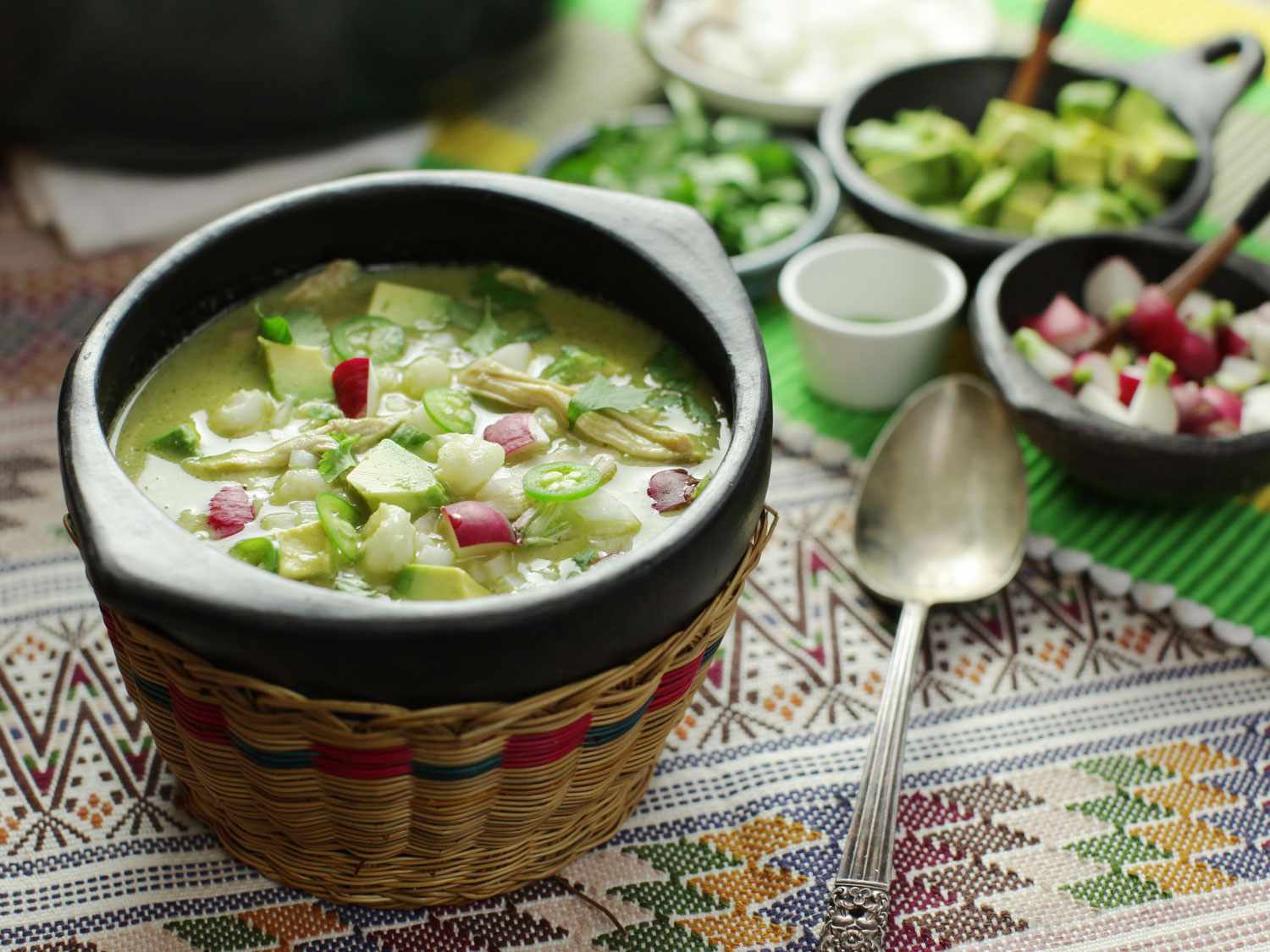 <em>Pozole Verde de Pollo</em> (Green Mexican Hominy and Chicken Soup) Recipe Image