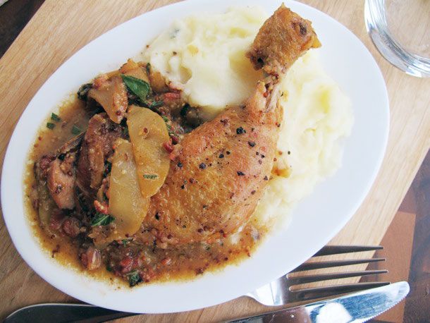 Cider-Braised Chicken with Apples, Bacon, and Sage Recipe Image
