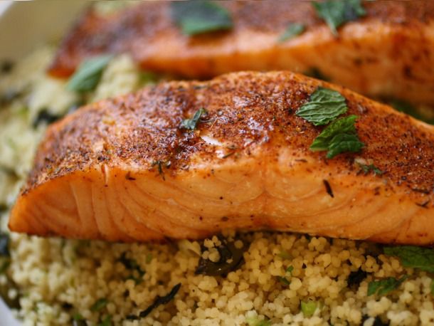 Blackened Salmon with Crunchy Coconut Couscous Recipe Image