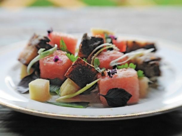 Zak Pelaccio's Crispy Pork and Watermelon Salad Recipe Image