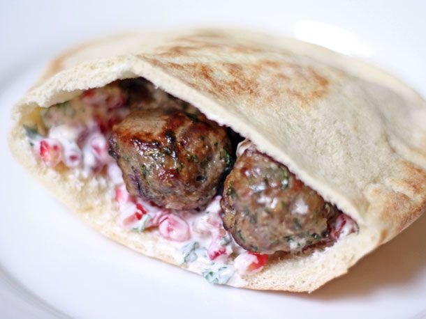 Lamb Meatballs with Yogurt and Pomegranate Seed Sauce Recipe Image