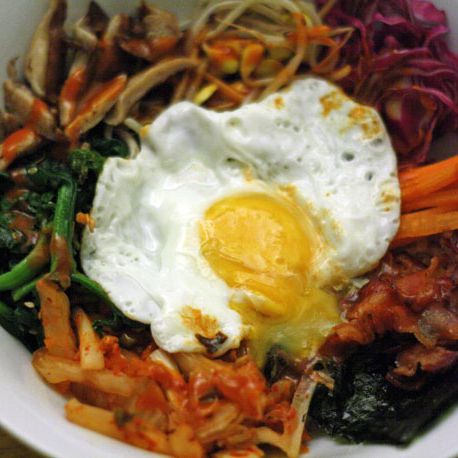 Bibimbap with Bacon and Kimchi Recipe Image