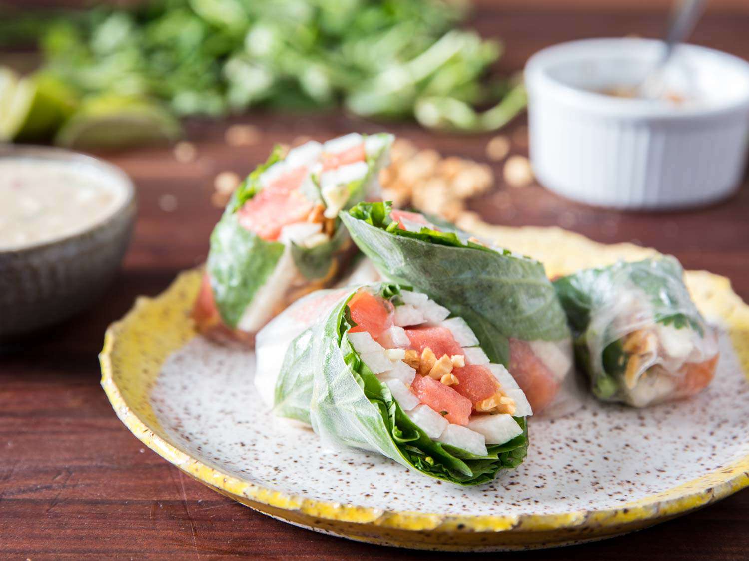 Summer Rolls With Jicama, Watermelon, and Herbs Recipe Image