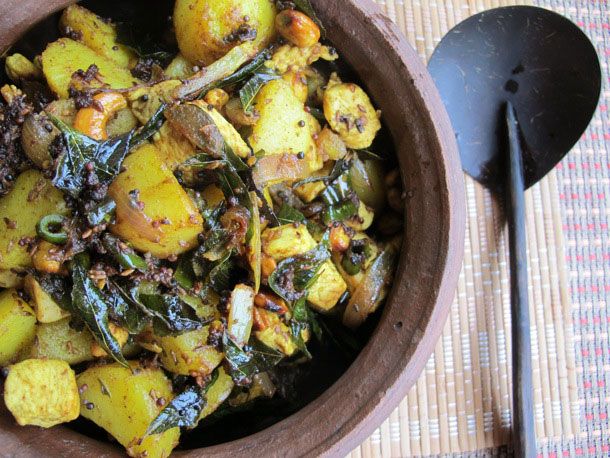 Chicken Stir Fry with Potato, Cashews, and Curry Leaves Recipe Image