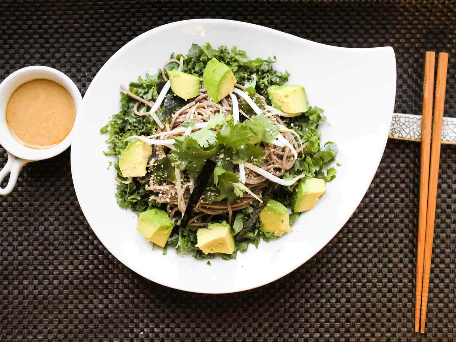 Cold Soba Noodles With Kale, Avocado, and Miso-Sesame Dressing Recipe Image