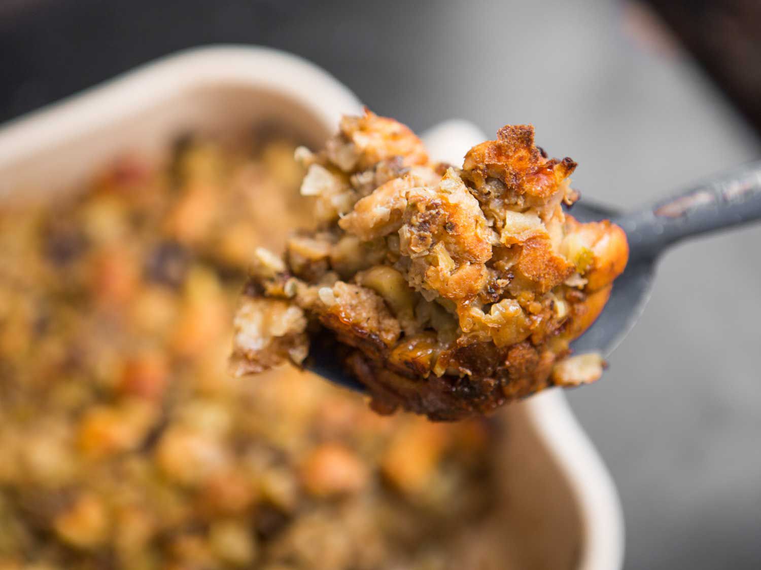 Prune and Apple Stuffing With Sausage and Chestnuts Recipe Image