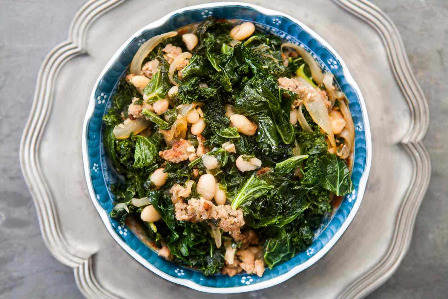 Kale with Sausage and White Beans Recipe Image