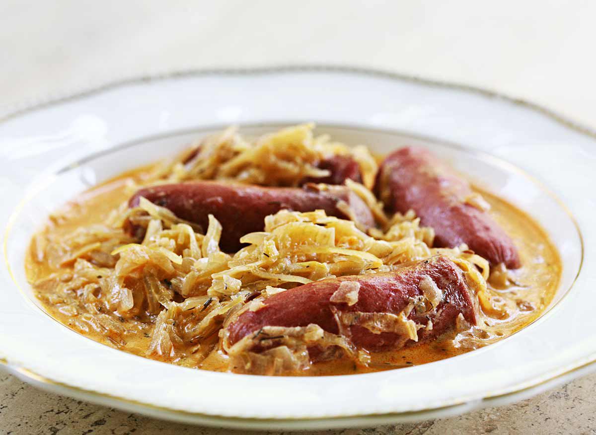 Franks and Sauerkraut Paprikash Recipe Image