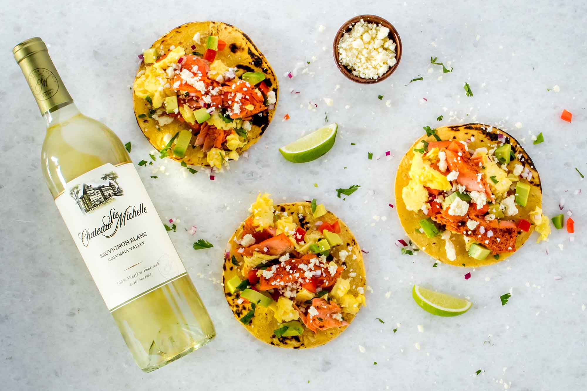 Breakfast Tacos with Salmon, Eggs, and Avocado Recipe Image