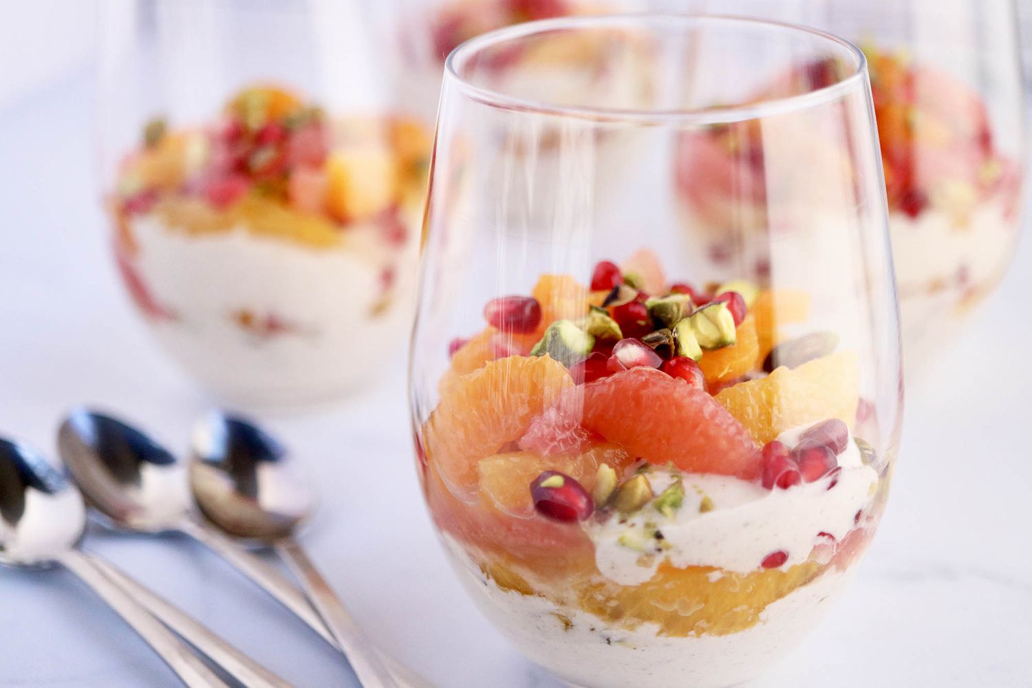 Parfait with Maple Yogurt, Citrus and Pomegranate Recipe Image