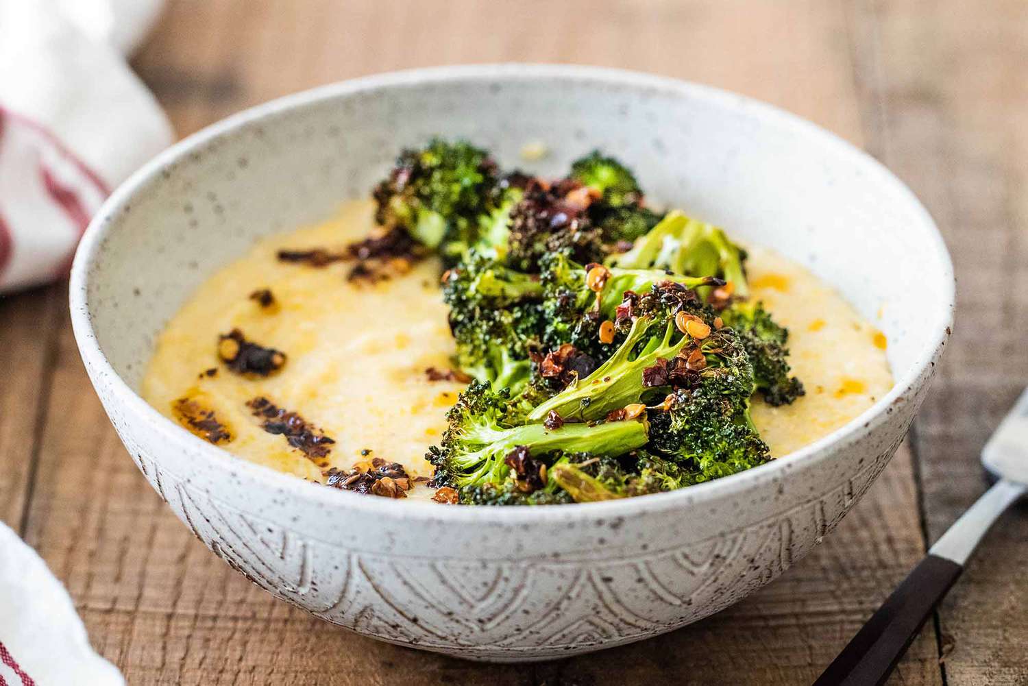 Creamy Polenta with White Beans and Roasted Broccoli Recipe Image