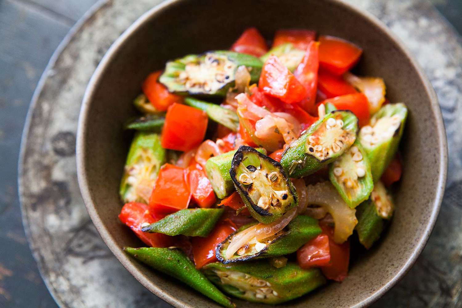 Seared Okra and Tomatoes Recipe Image