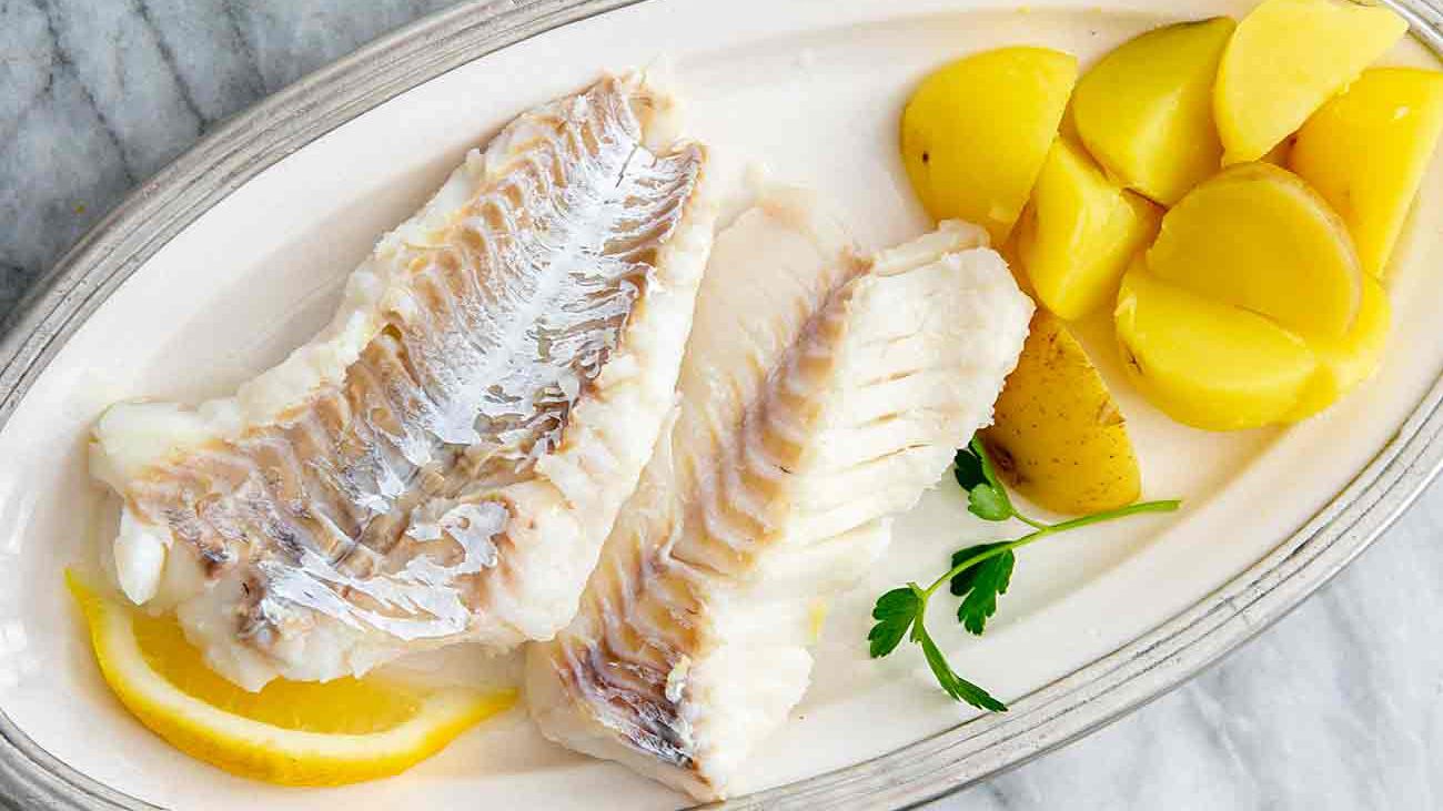 Cod Poached in Court Bouillon Recipe Image