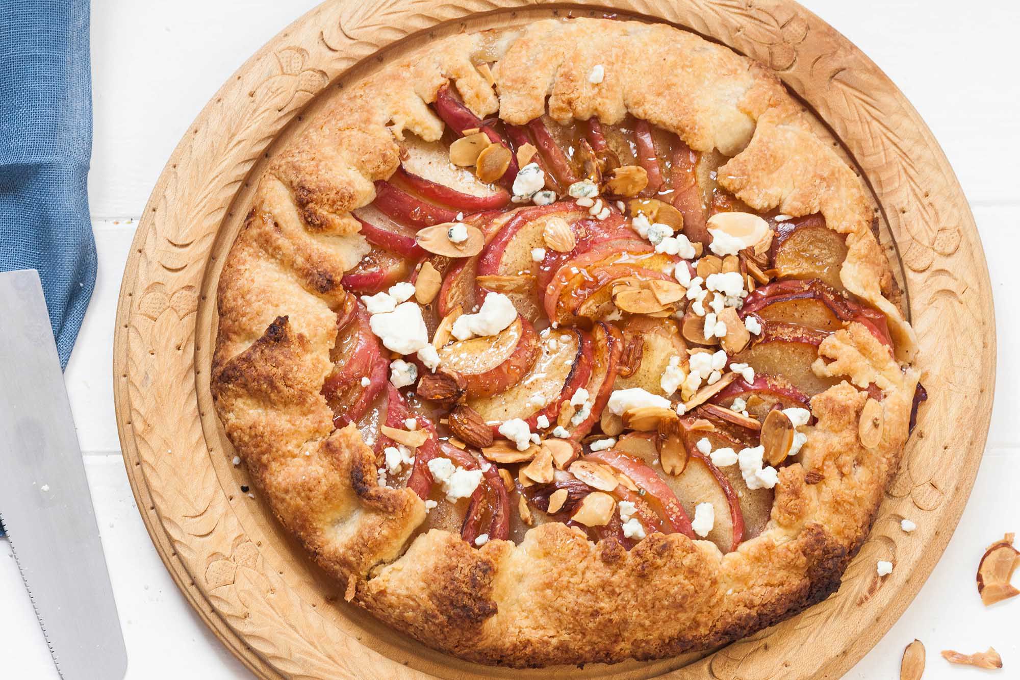 Apple Galette with Blue Cheese, Almonds and Honey Recipe Image