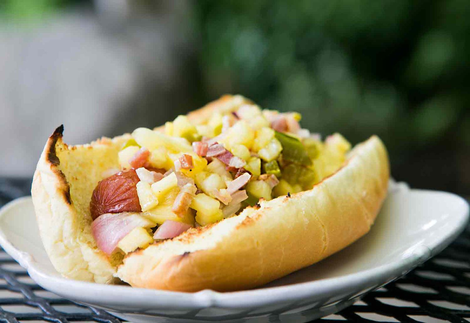 Hot Dogs with Pineapple Bacon Relish Recipe Image