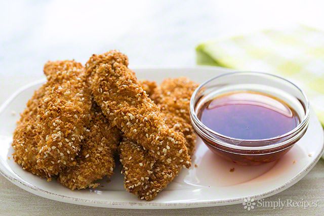 Sesame Chicken Fingers with Spicy Orange Dipping Sauce Recipe Image