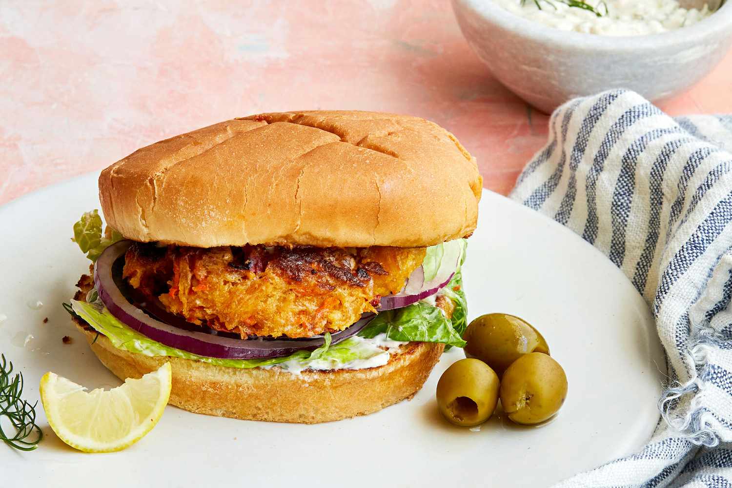 Tuna Burgers with Dill Olive Mayo Recipe Image