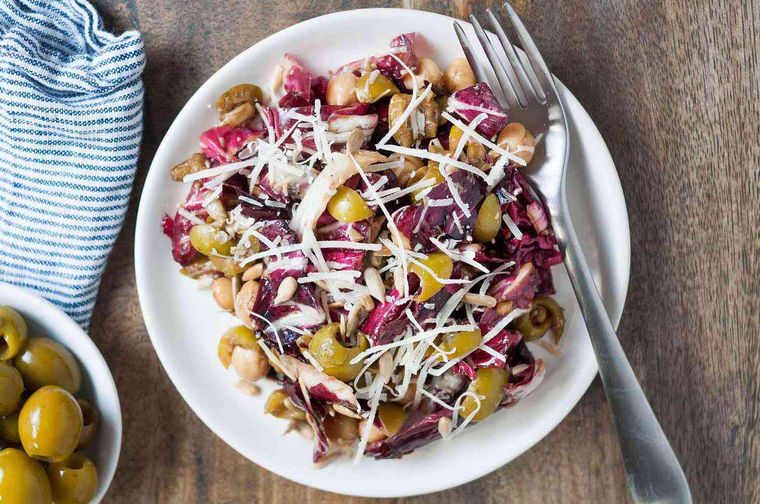 Radicchio Salad with Green Olives and Chickpeas Recipe Image