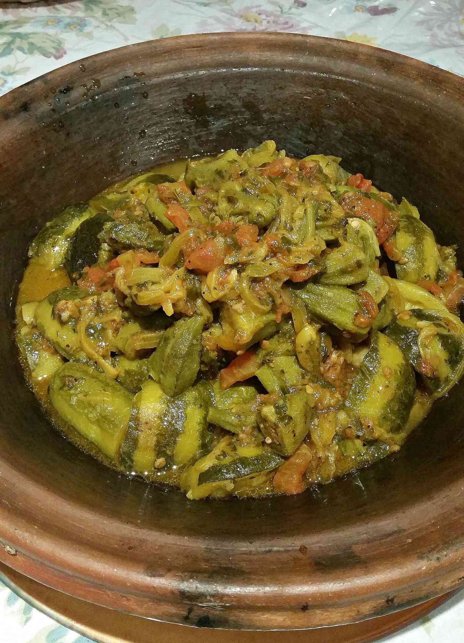 Moroccan Okra Tagine Recipe with Tomatoes and Zucchini Image