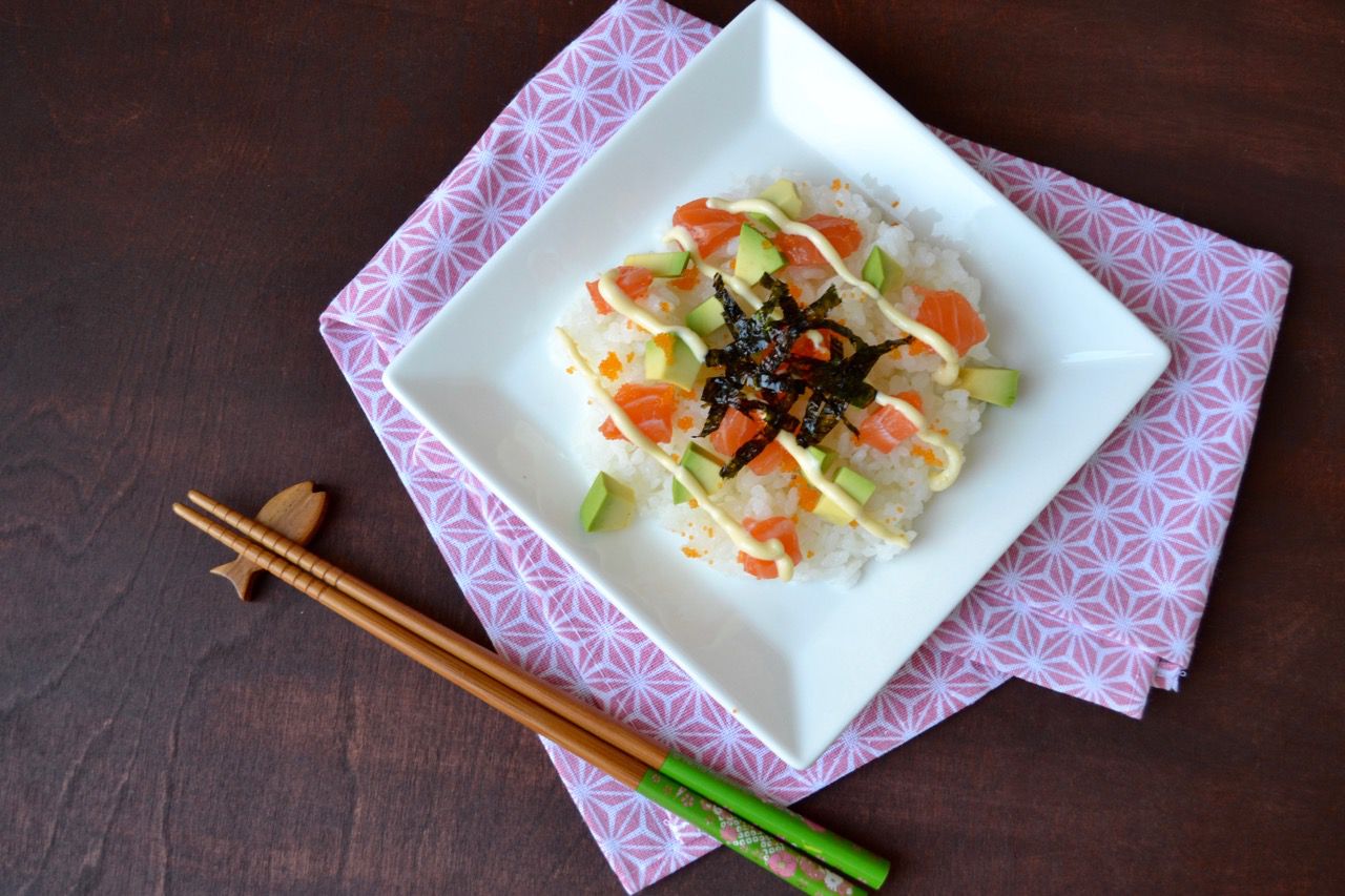 Salmon and Avocado Chirashi (Mixed) Sushi Image