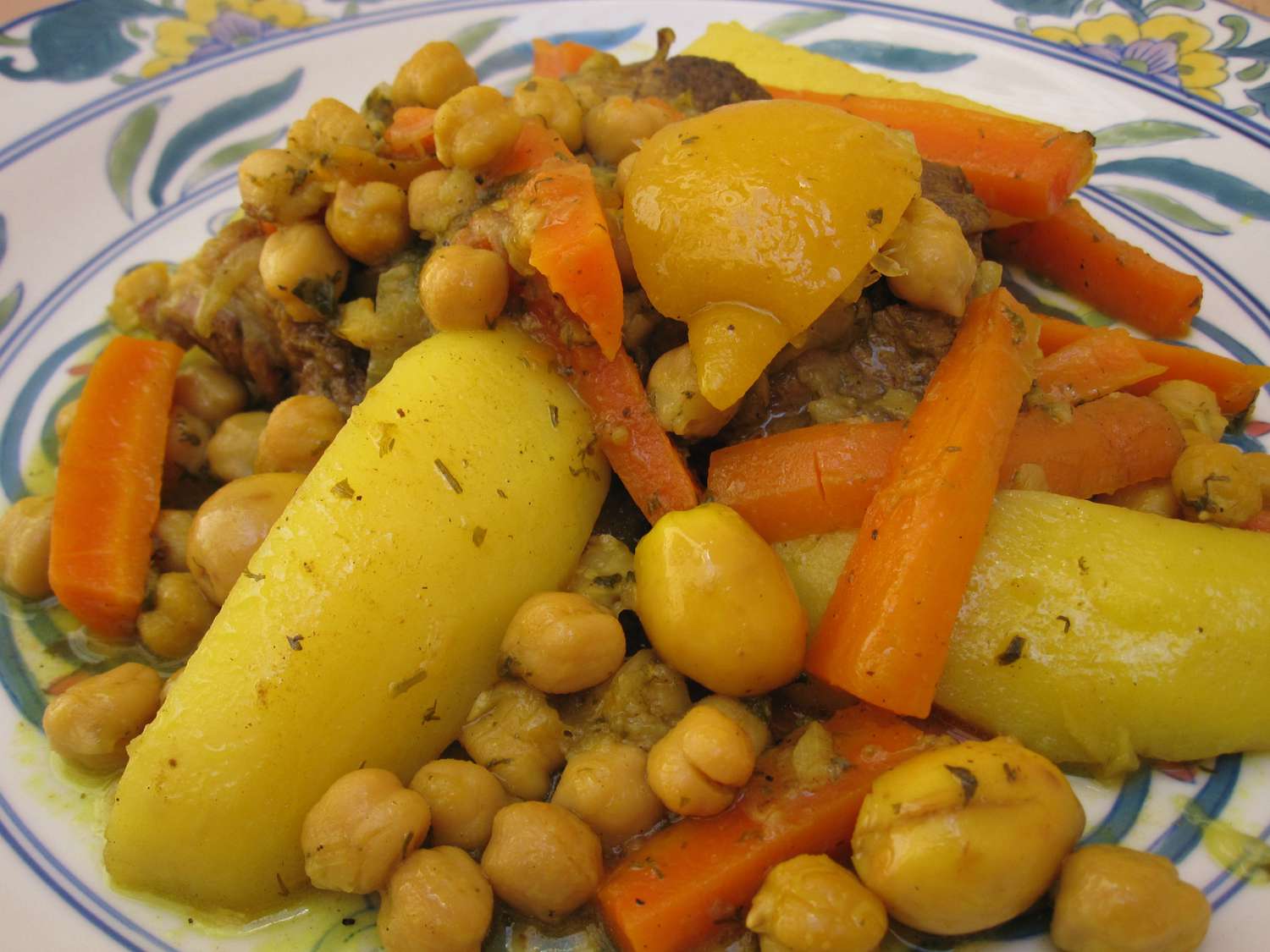 Moroccan Tagine With Carrots, Potatoes, and Chickpeas Image