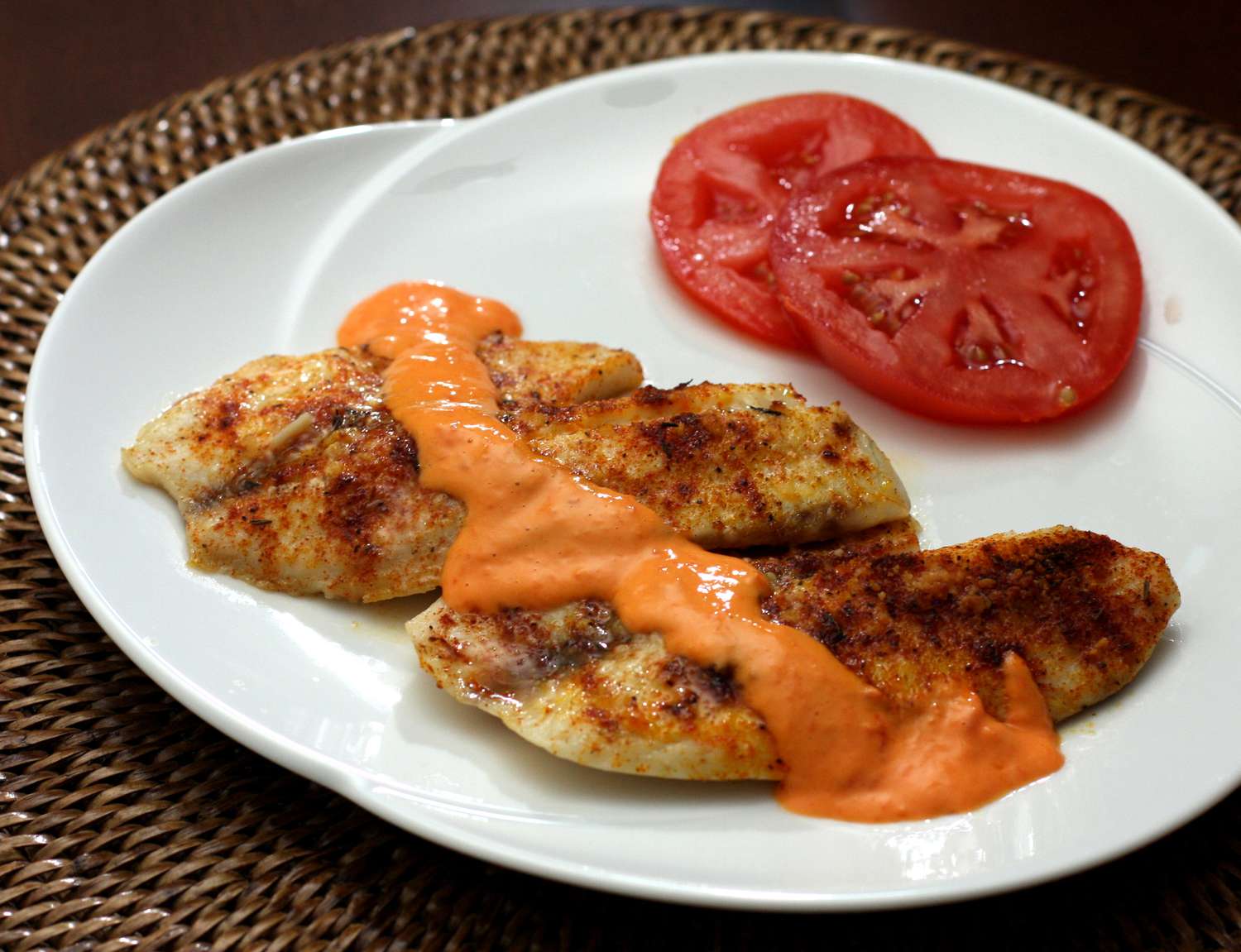 Baked Tilapia With Roasted Red Pepper Mayonnaise Recipe Image