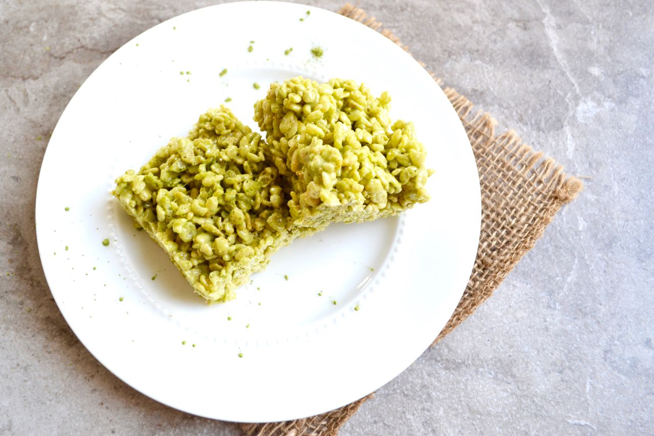 Matcha Green Tea Flavored Rice Krispies Treats Image