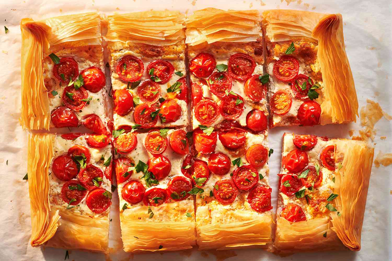 Tomato Tart with Fillo and Feta Cream Image