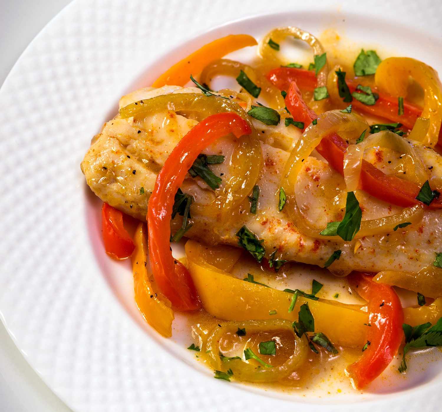 Kosher Sephardic Poached Fish in Pepper Sauce Recipe Image