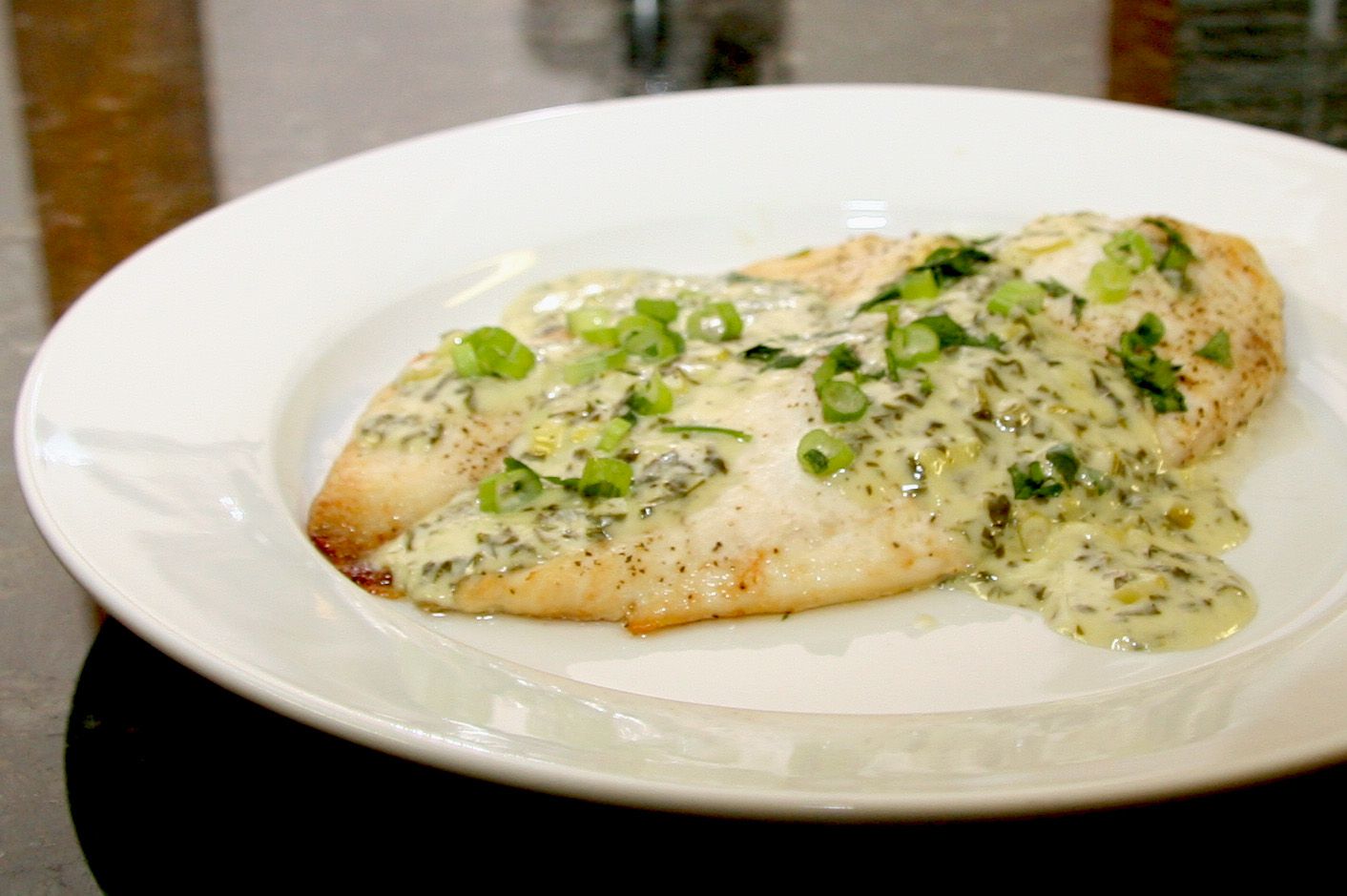 Baked Tilapia With Cilantro Cream Sauce Recipe Image