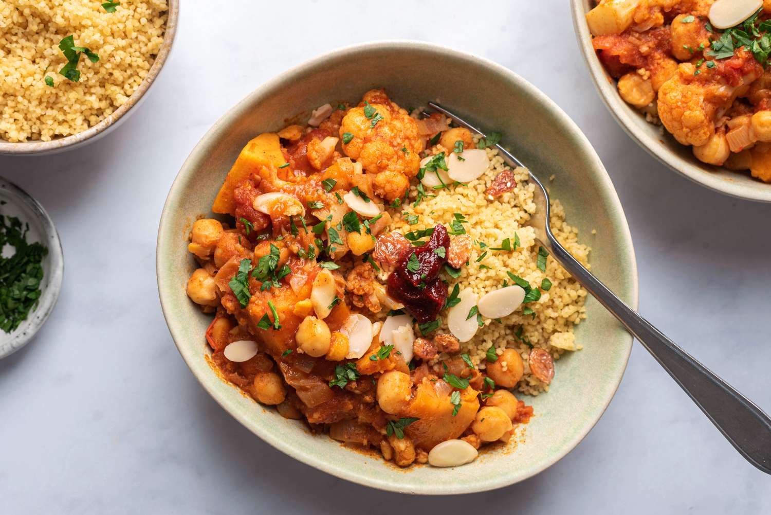 Vegetable and Chickpea Tagine With Couscous Recipe Image