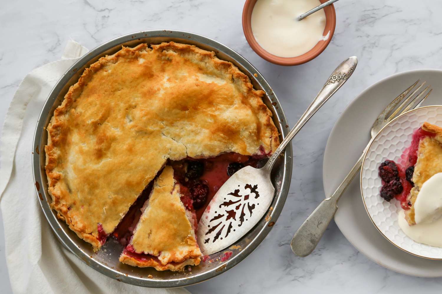 Classic British Apple and Blackberry Pie Recipe Image